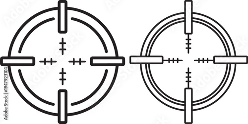 Crosshair icon or target symbol, scope reticle graphic illustration for precision or focus, Black And White