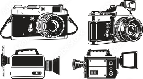 Four different views of cameras