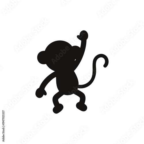 Cute monkey silhouette vector flat illustration design.