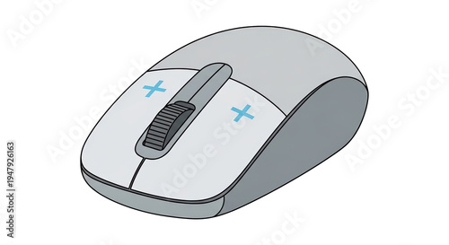 computer mouse with blue crosses on transparent background