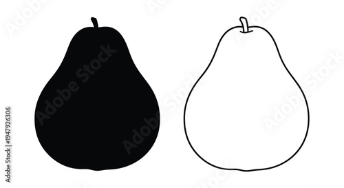 Two pears one solid black and one outlined a striking silhouette