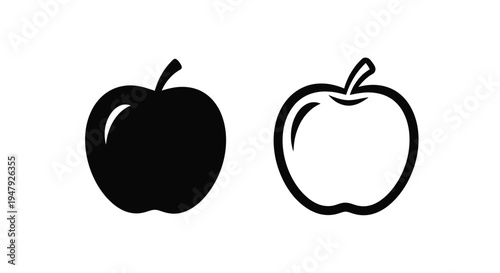 Two apples one black and one white shown as a silhouette