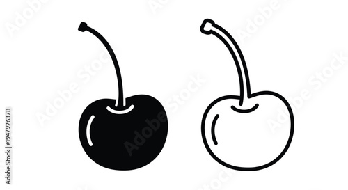 Two cherries one dark and one white in a striking silhouette