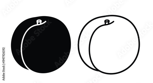 Two peach illustrations one solid and one outline a stark silhouette