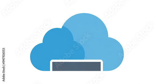 blue cloud icon with computer on transparent background