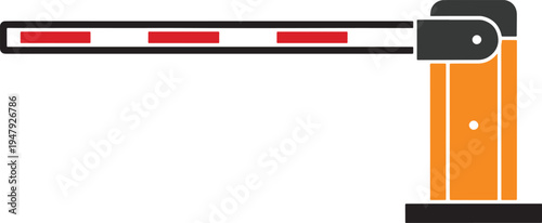 Barrier Gate Icon with Arm and Post, Parking Security Control, Vehicle Entry Management