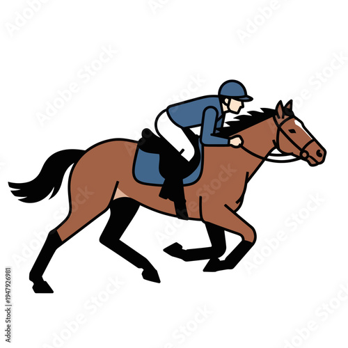 Jockey Riding Horse in Full Gallop.