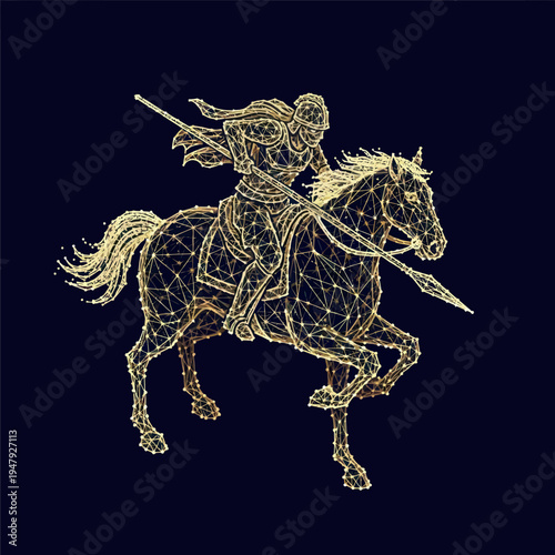 Golden Embroidery of Knight on Horseback.