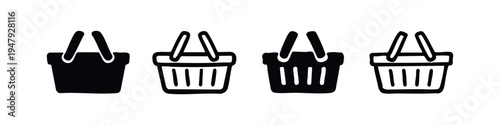 Classic Shopping Basket and Retail Cart Vector Icons