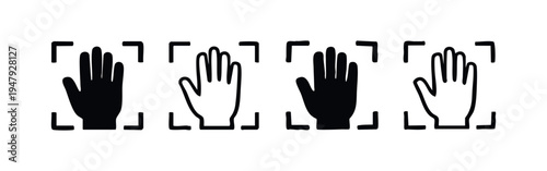 Biometric Hand Scan and Recognition Security Icons