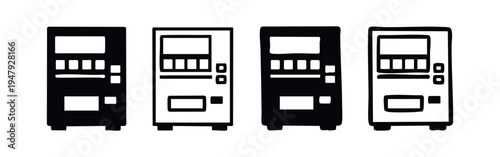 Vending Machine Icons Set. Automated Retail Dispenser Symbols.