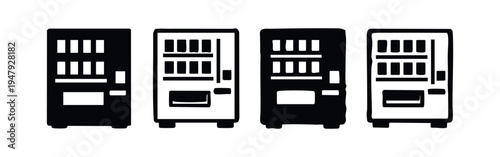 Vending Machine Icons Set. Beverage Dispenser Symbols for Quick Purchases.