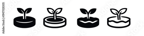 Growing Plant and Pot Icon Set, Seedling and Nature Growth Symbols, Gardening and Eco-Friendly Plant Vector Icons