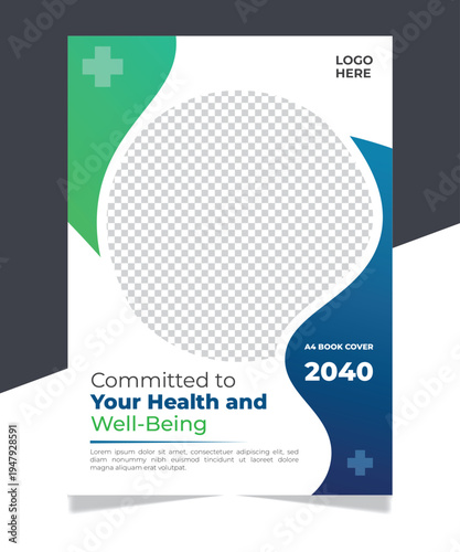Modern Healthcare and Medical Surgery A4 Book Cover Template for Hospital, Clinic, Brochure, Magazine, and Annual Report Design
