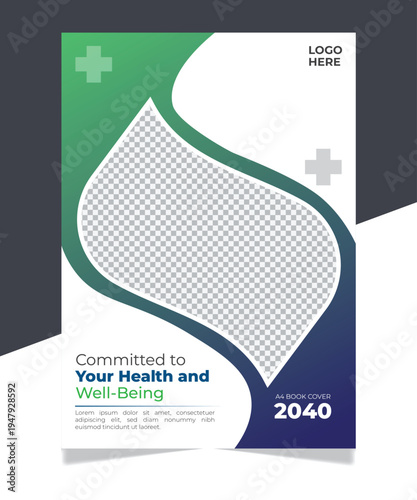 Modern Healthcare and Medical Surgery A4 Book Cover Template for Hospital, Clinic, Brochure, Magazine, and Annual Report Design