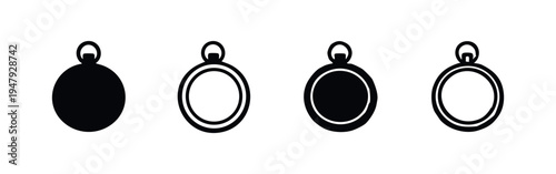 Set of round locket and pocket watch icons in various styles. Vintage jewelry and antique time symbols.