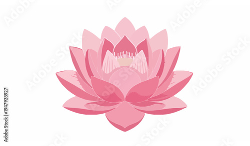 Pink Lotus Flower Symmetrical Vector Illustration for Mindful and Spiritual Projects