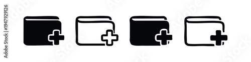 Hand-Drawn Folder or Document with Add New Icon Set