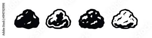 Hand Drawn Abstract Rock and Irregular Stone Shapes Icon Set