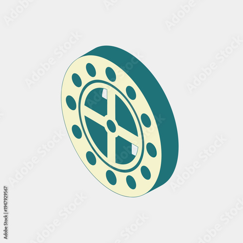 Valve Wheel Illustration Isolated on White.