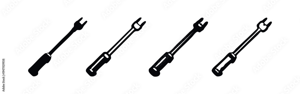 Fototapeta premium Robust BBQ and Roasting Fork Vector Icon Set