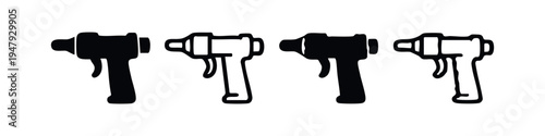 Spray Gun Icon Set - Paint Sprayer Tool Symbols for Industrial and DIY Painting