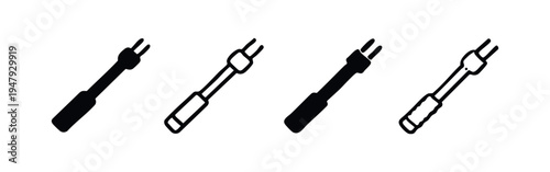 Robust Barbecue Roasting Fork Icon Set - Heavy-Duty Grill Utensil Symbols for Cookouts