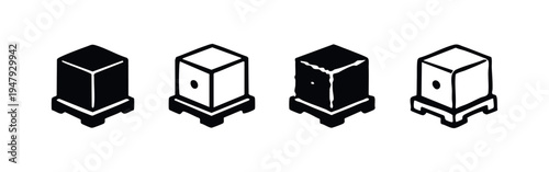 Abstract Cube on Pedestal Vector Icon Set