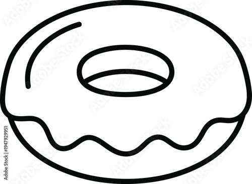 Glazed donut outline icon isolated sweet doughnut dessert symbol for bakery menu design and pastry food illustration