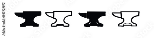 Blacksmith Anvil Tool Vector Icon Set