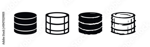 Stack of Coins Icon Set. Cylindrical Objects Vector Illustration. Money and Finance Symbols.