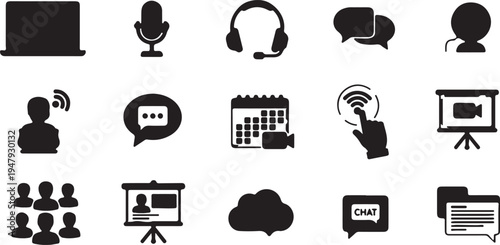 Customer Care Service and Support Icon - Flat Vector Person Avatar With Headphone for Helpline in Glyph Pictogram Symbol illustration