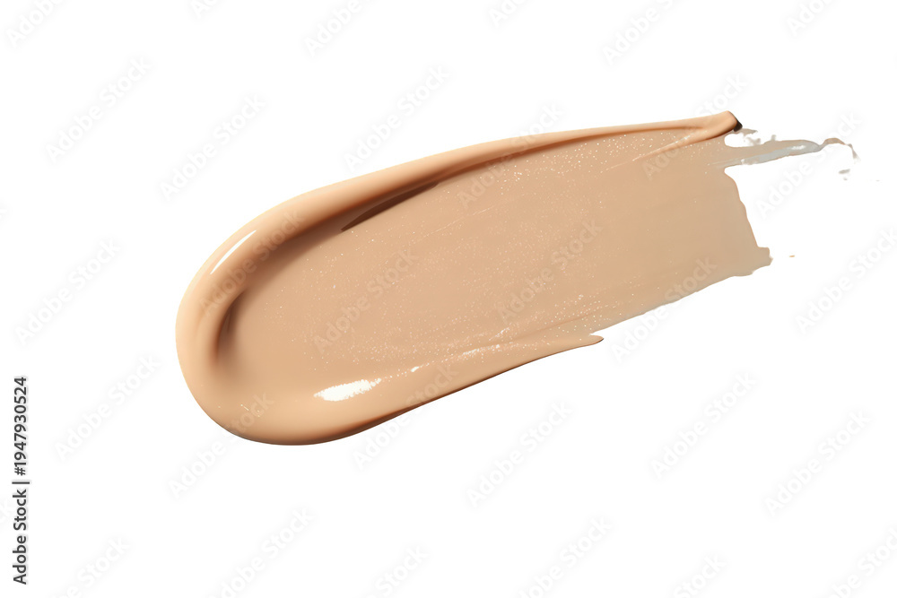 Fototapeta premium Beige liquid foundation smear creating a cosmetic swatch, showing smooth texture for beauty, makeup, and skincare products