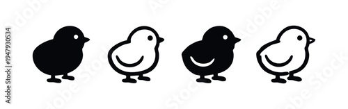 Adorable Chick and Baby Bird Icons for Easter and Spring Designs, Cute Poultry Set