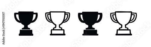 Trophy cup vector icon set. Award prize symbol. Winner and championship concept illustration.