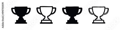 Award trophy cup vector icon set. Winner prize symbol. Success and achievement concept.