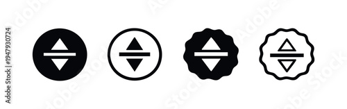 Up and Down Arrow Icons Set. Expand, Collapse, Sort or Scroll Symbols for User Interface and Navigation