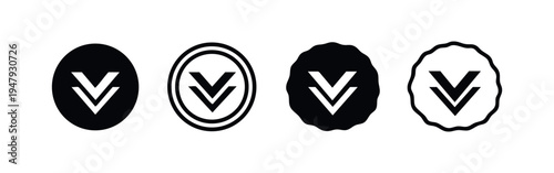 Double Down Arrow Icons Set. Scroll Down, Download or More Information Symbols for User Interface and Navigation