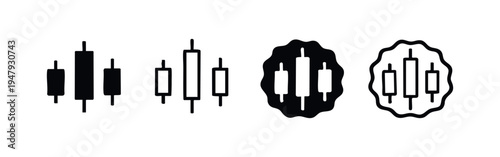Financial Candlestick Chart Icons Set. Stock Market Trading, Investment and Economy Data Analysis Symbols
