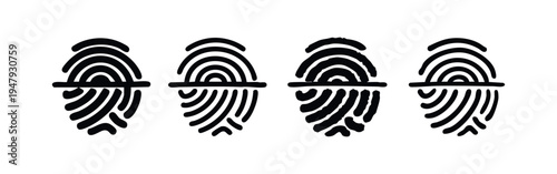 Biometric Fingerprint Identification Icons Set. Hand Drawn Security and Privacy Access Vector. Unique Identity Scan Symbol.