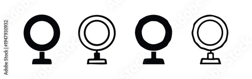 Ring Light for Photography and Video Icons Set, Selfie Lamp and Illumination Symbols