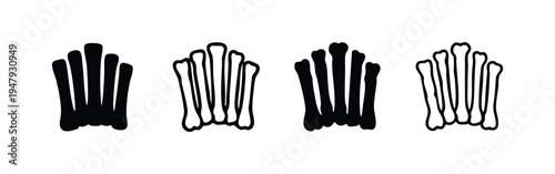 Hand Bones Anatomy Icon Set. Human Skeletal System Vector Illustration.