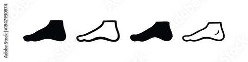 Human Foot Anatomy Icons. Side View Podiatry and Orthopedic Symbol Set.