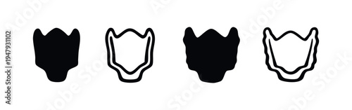 Diving Fin or Boot Shape Aquatic Gear Icons Set, Footwear and Water Sport Symbols
