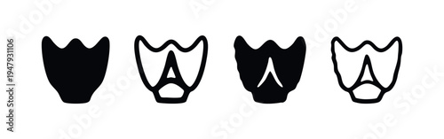 Diving Fin or Stylized Letter A Icons Set, Alphabet and Footwear Vector Symbols