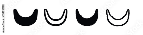 U-Shape Trough or Abstract Chin Jawline Icons Set, Organic Form Vector Symbols