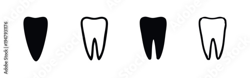 Human Teeth Icons Set - Dental Anatomy Symbols for Oral Health and Dentistry