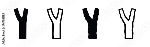 Collection of Y-Shape and Branching Icons - Versatile Symbols for Paths, Decisions, or Divergence