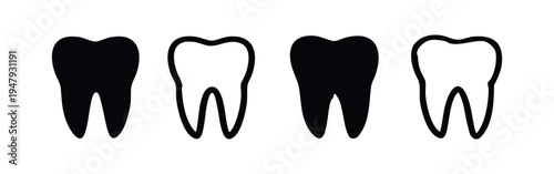 Molar Tooth Icons - Set of Human Dental Anatomy Symbols for Healthy Teeth
