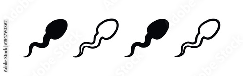 Set of human sperm cell icons, fertility and reproductive health symbols, isolated on white background.